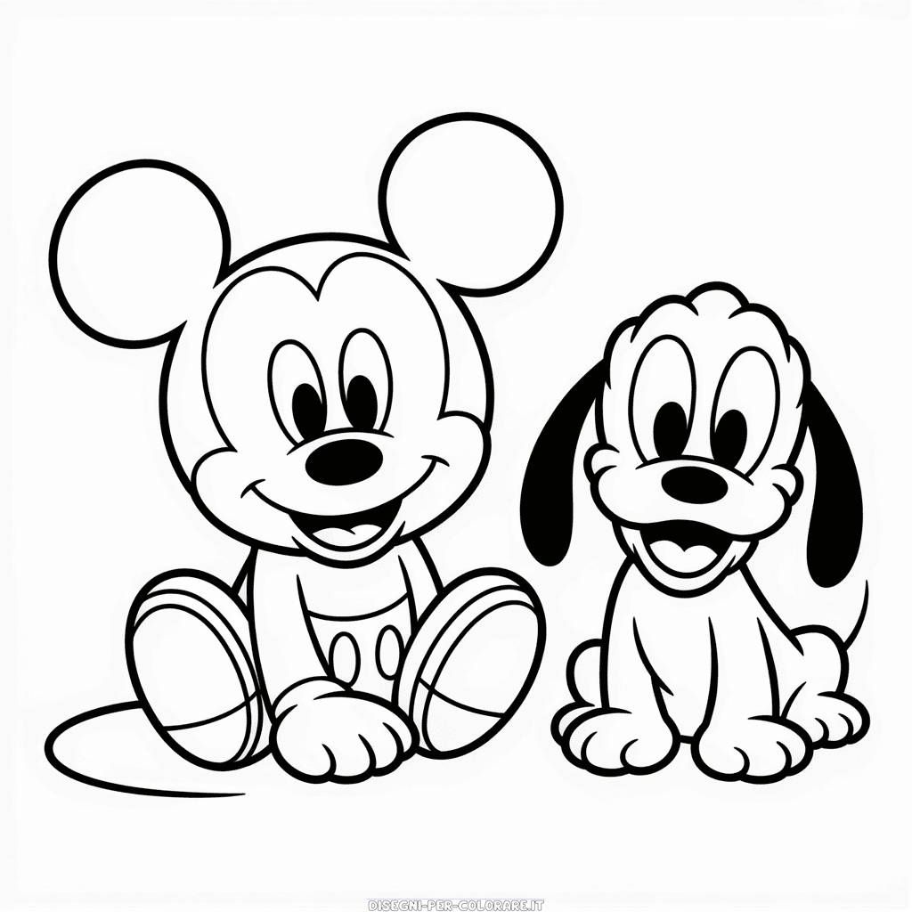 Disegno di Baby Topolino e Pluto da Colorare
