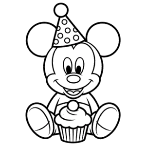 Disegno di Compleanno di Baby Topolino da Colorare