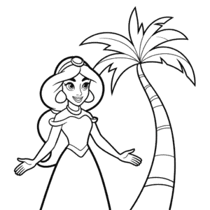 Disegno di Facile Principessa Jasmine da Colorare