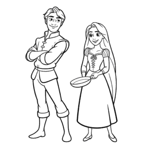 Disegno di Flynn Rider e Rapunzel da Colorare