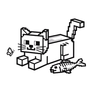 Disegno di Gatto Minecraft da Colorare