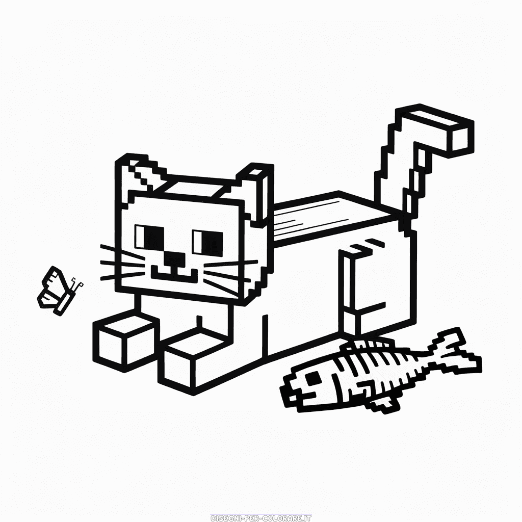 Disegno di Gatto Minecraft da Colorare