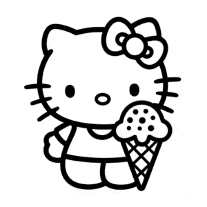 Disegno di Hello Kitty e il Gelato da Colorare