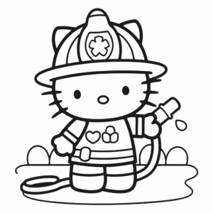 Disegno di Hello Kitty Pompiera da Colorare