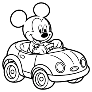 Disegno di Topolino in Auto da Colorare
