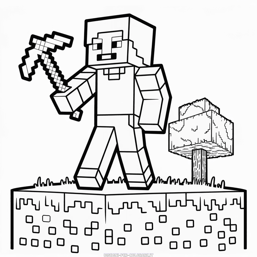 Disegno di Minecraft Bianco e Nero da Colorare