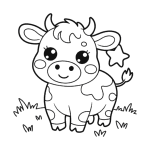 Disegno di Mucca Kawaii da Colorare