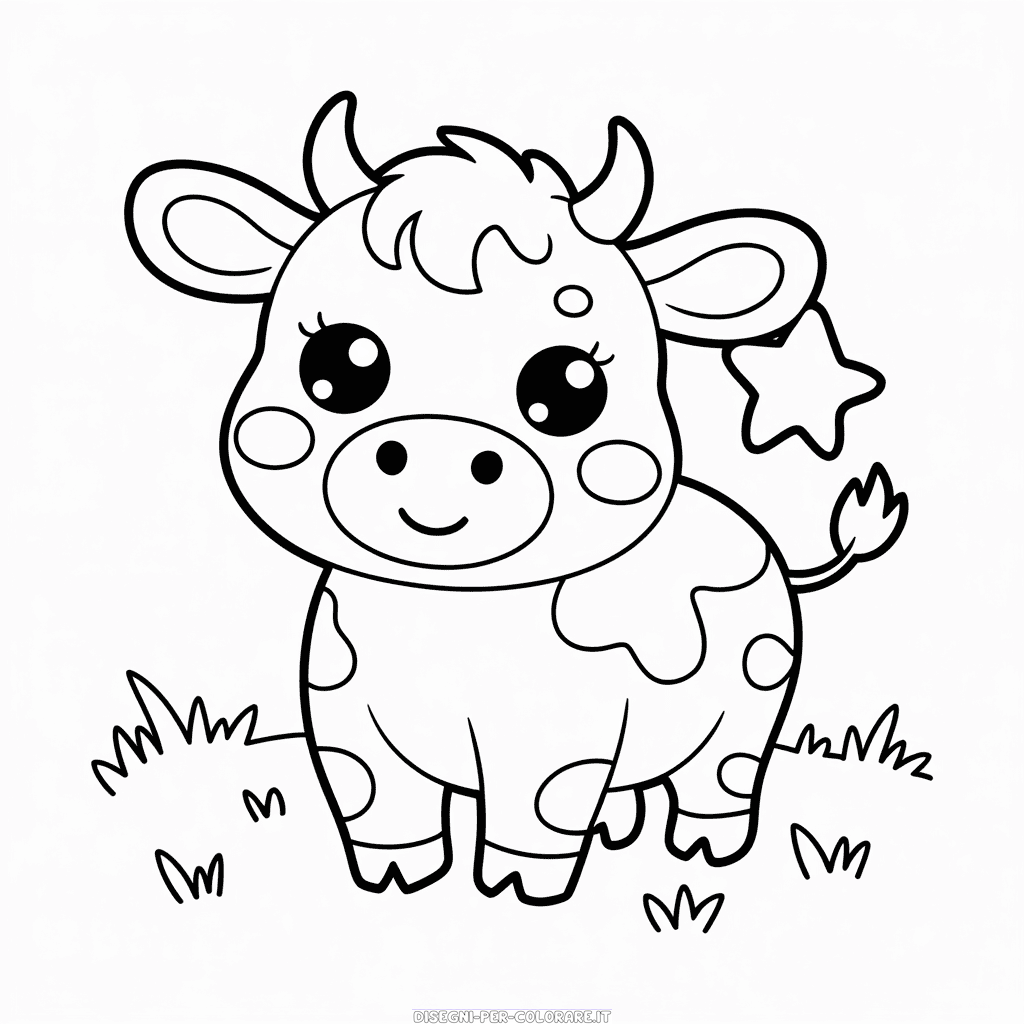 Disegno di Mucca Kawaii da Colorare