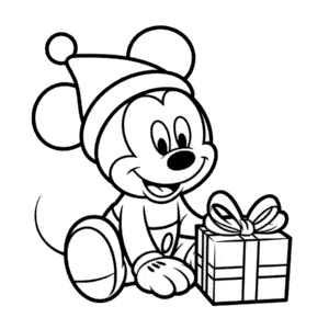 Disegno di Natale di Baby Topolino da Colorare
