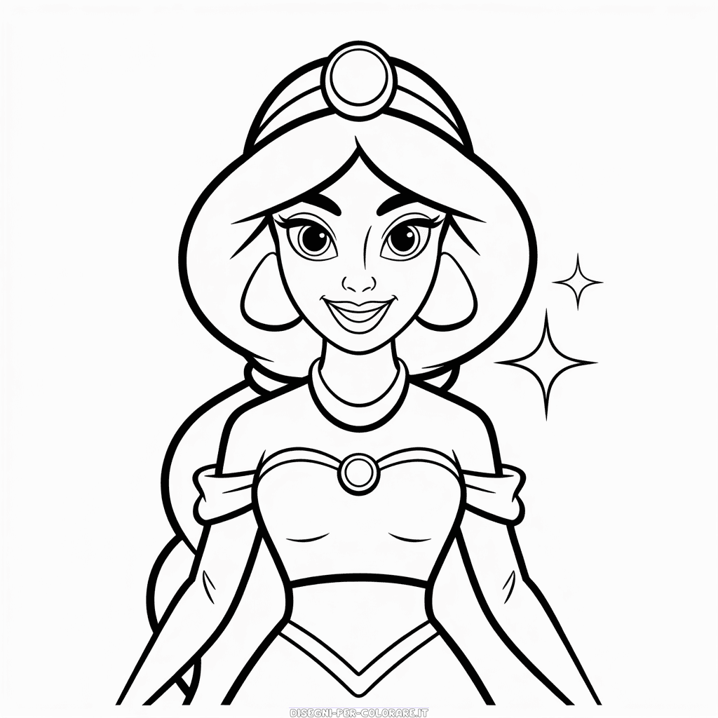 Disegno di Principessa Disney Jasmine da Colorare