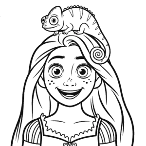 Disegno di Rapunzel e Pascal da Colorare