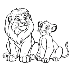 Disegno di Simba e Nala da Il Re Leone da Colorare