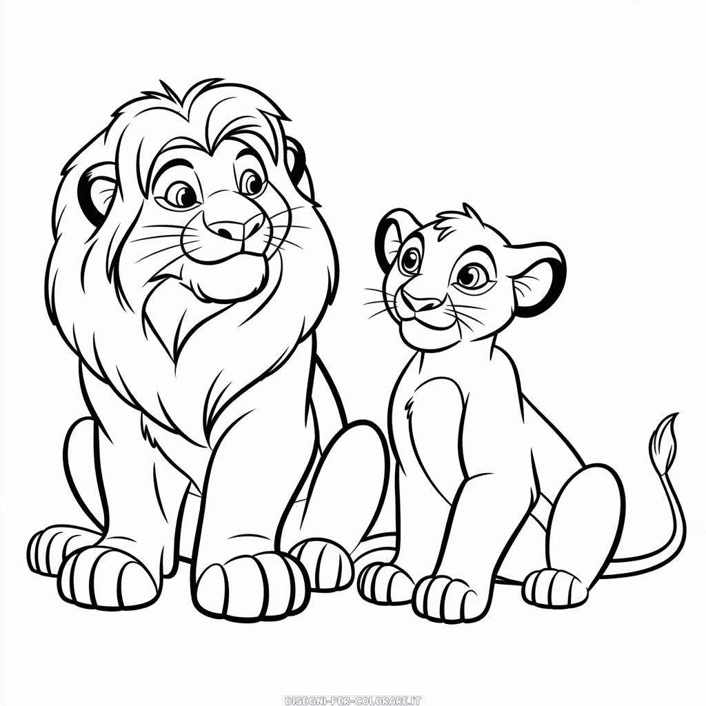 Disegno di Simba e Nala da Il Re Leone da Colorare