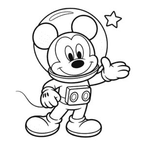 Disegno di Topolino Avventura Spaziale da Colorare