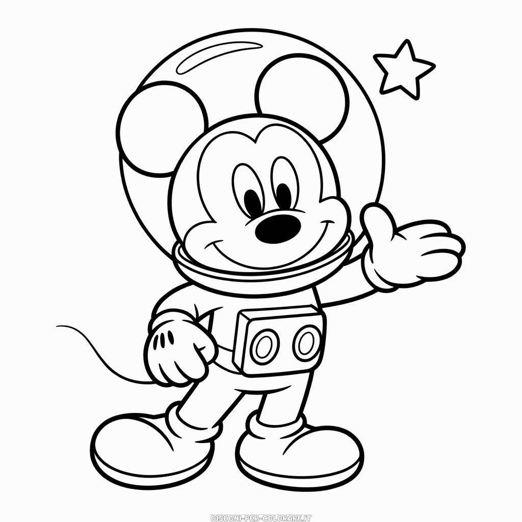 Disegno di Topolino Avventura Spaziale da Colorare