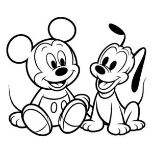 Disegno di Topolino Baby e Amico da Colorare
