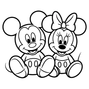 Disegno di Topolino e Minnie Baby da Colorare