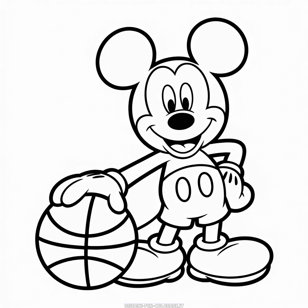Disegno di Topolino Gioca a Basket da Colorare