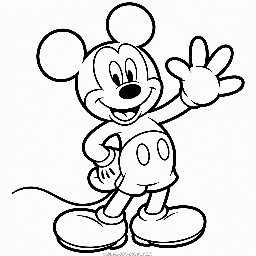Disegno di Topolino in bianco e nero da Colorare