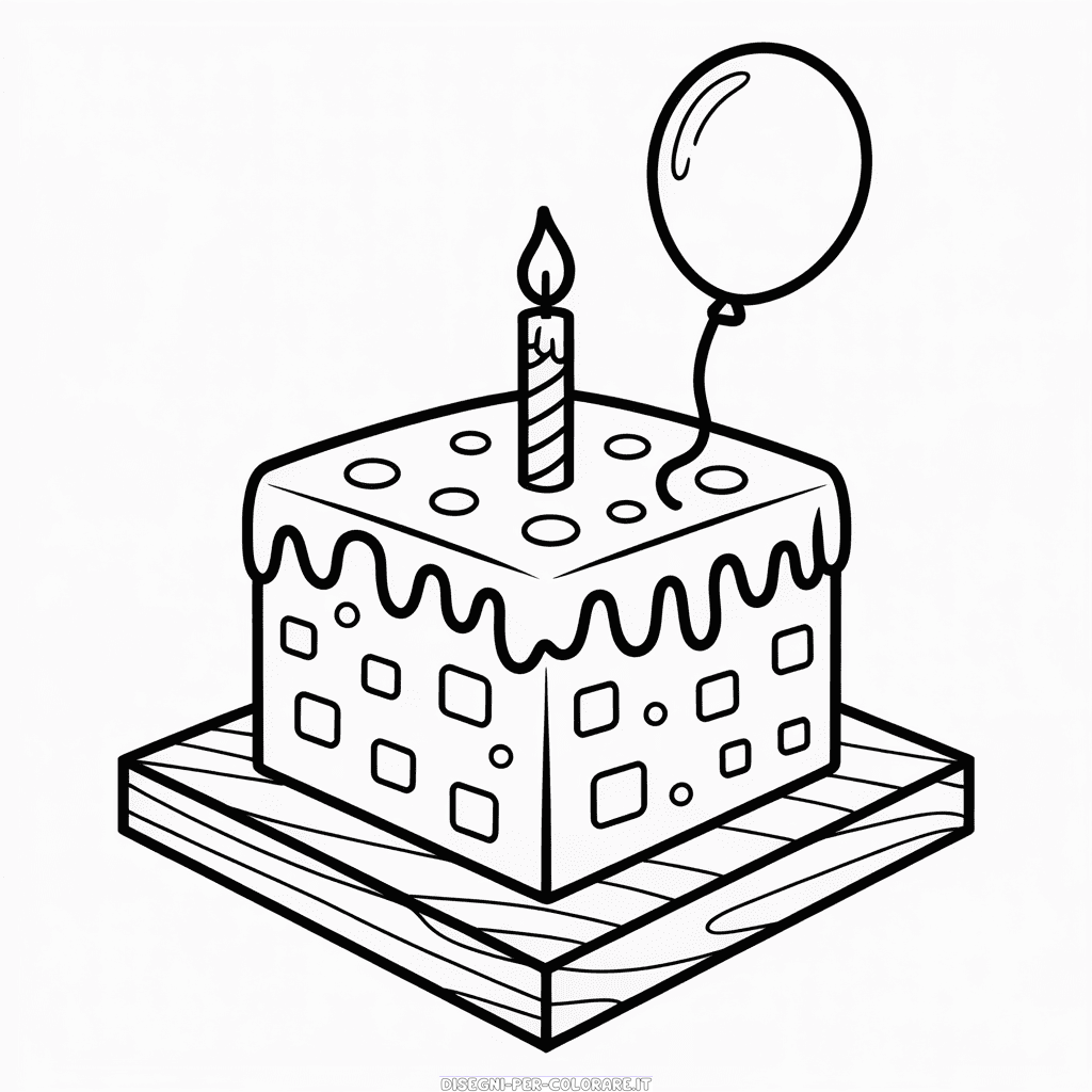 Disegno di Torta Minecraft da Colorare