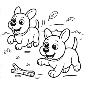 Disegno di Amici Cani Carini da Colorare