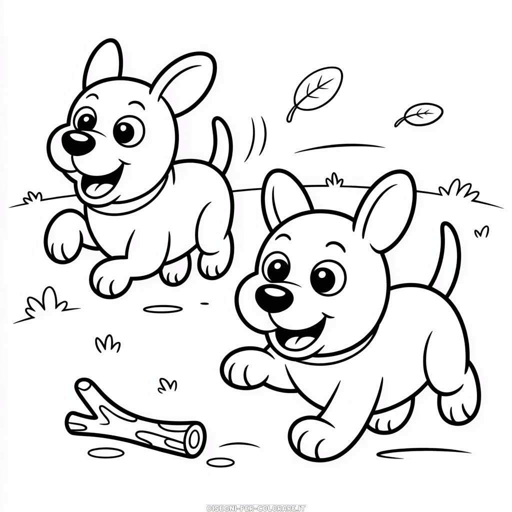 Disegno di Amici Cani Carini da Colorare
