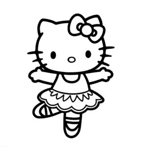 Disegno di Ballerina Hello Kitty da Colorare