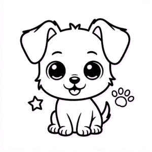 Disegno di Cane Chibi da Colorare
