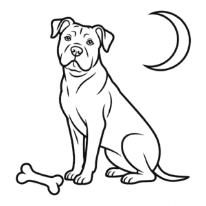 Disegno di Cane con Osso da Colorare