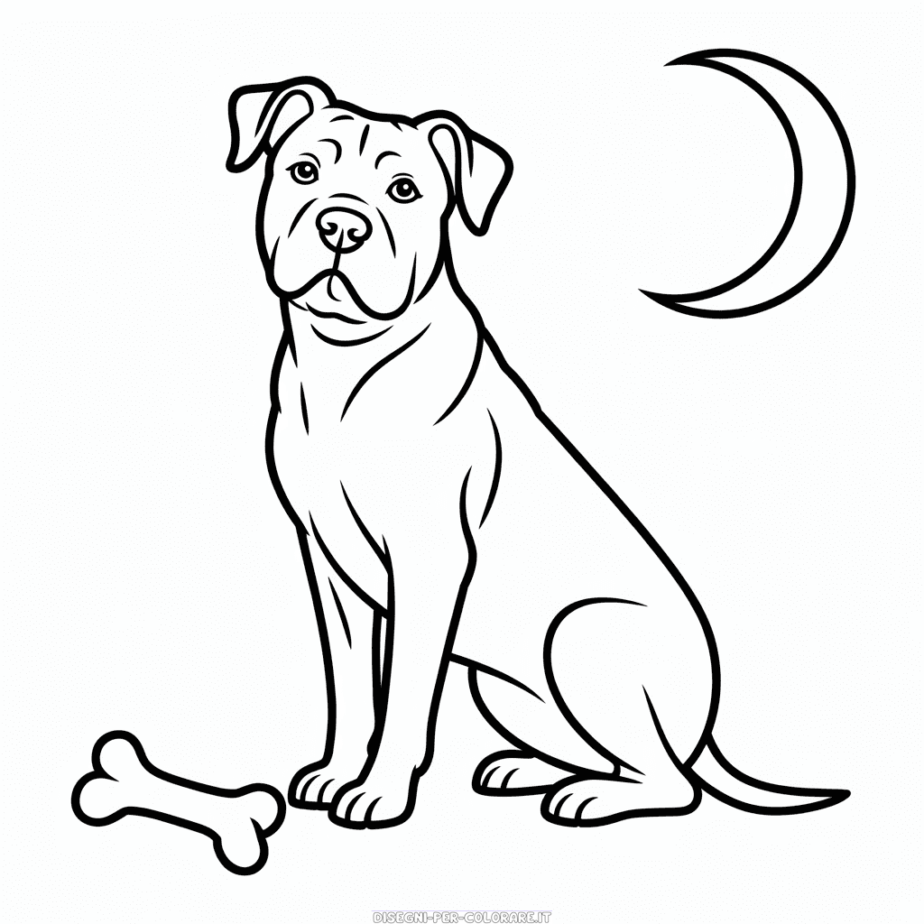 Disegno di Cane con Osso da Colorare