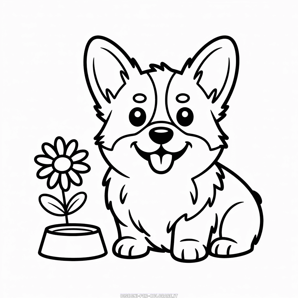 Disegno di Cane Corgi da Colorare