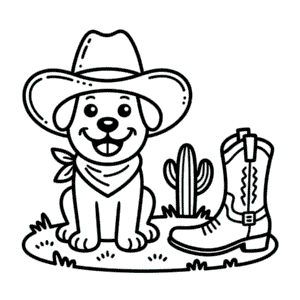Disegno di Cane Cowboy da Colorare