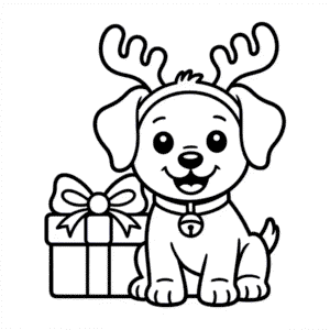 Disegno di Cane di Natale da Colorare