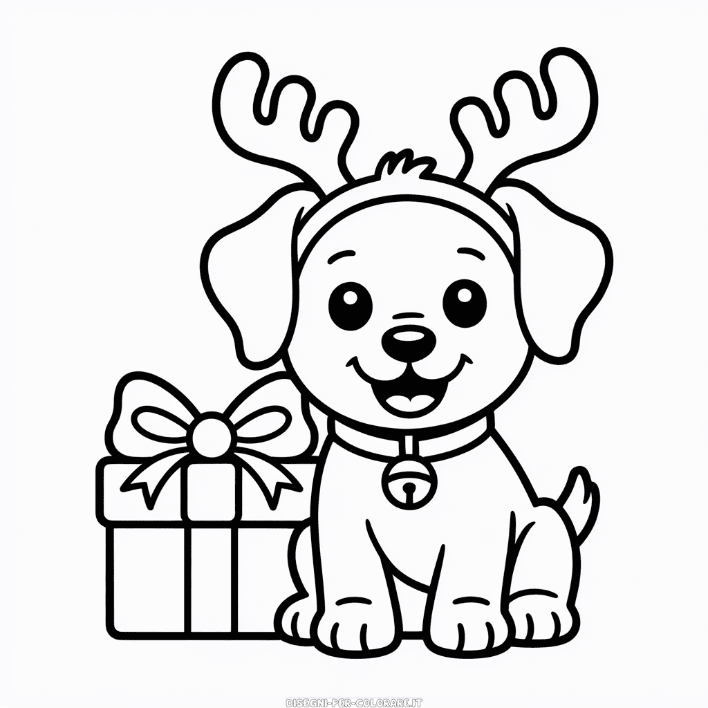 Disegno di Cane di Natale da Colorare