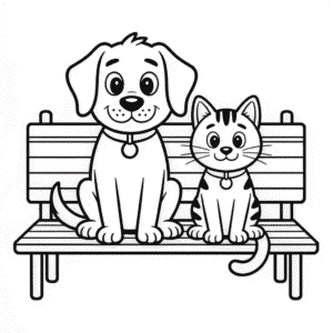 Disegno di Cane e Gatto da Colorare