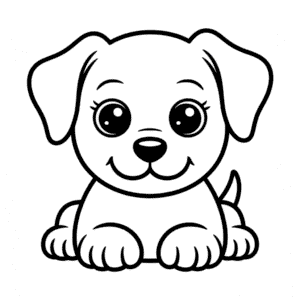 Disegno di Cane Simpatico Semplice da Colorare