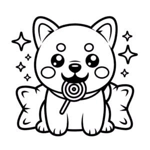 Disegno di Carino Cane Kawaii da Colorare