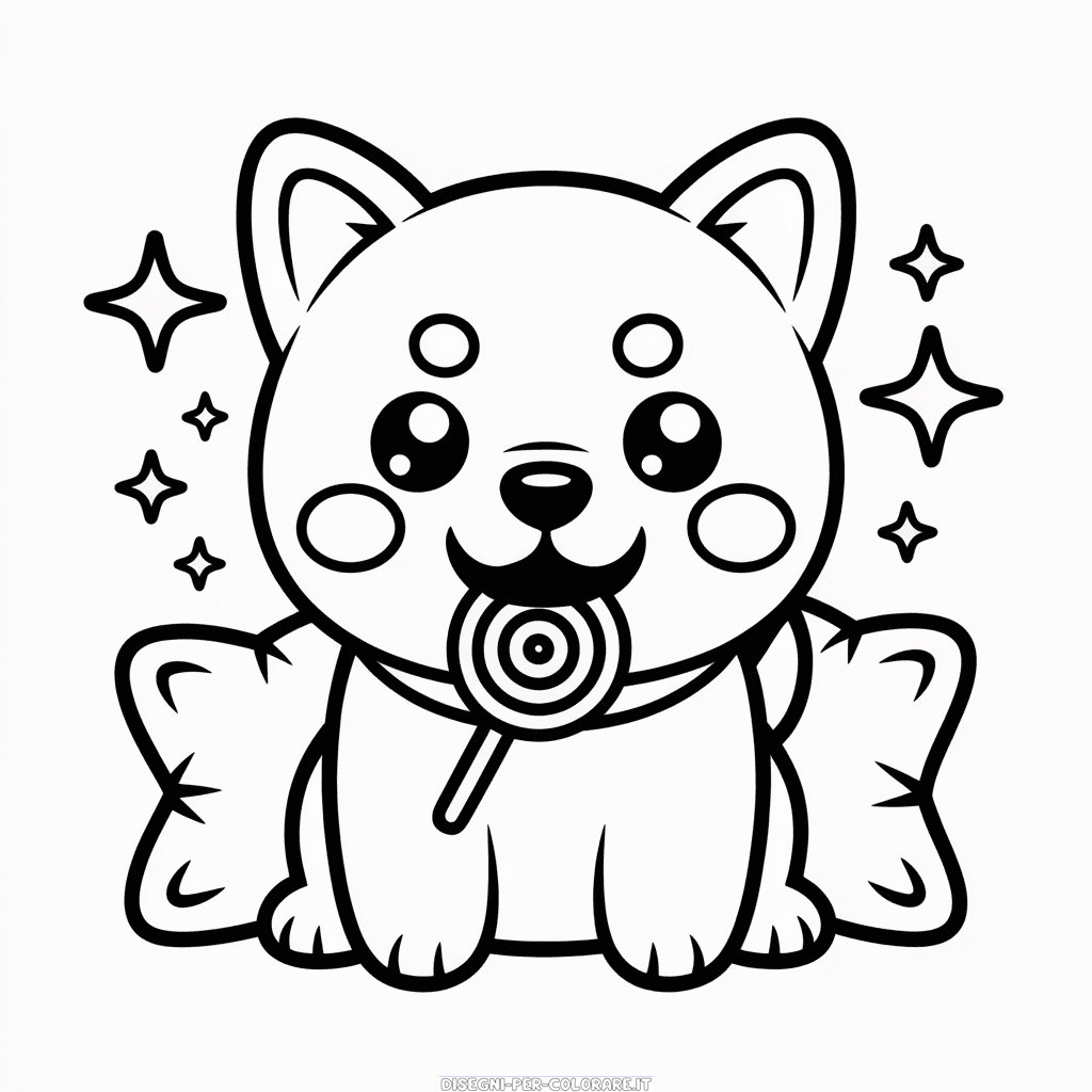 Disegno di Carino Cane Kawaii da Colorare