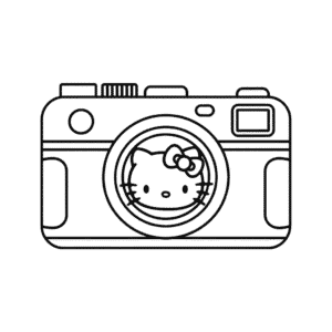 Disegno di Macchina Fotografica Hello Kitty da Colorare