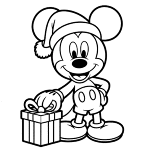 Disegno di Natale di Topolino da Colorare
