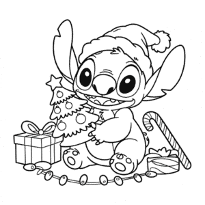 Disegno di Natale Disney con Stitch da Colorare
