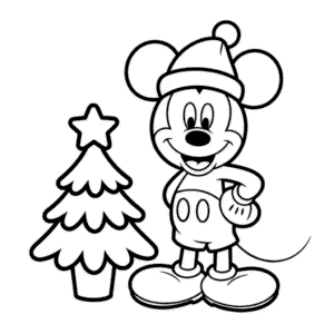 Disegno di Natale Topolino da Colorare