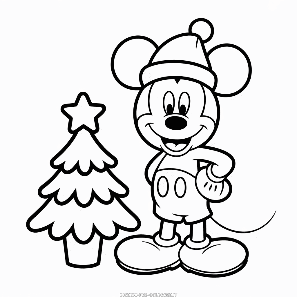 Disegno di Natale Topolino da Colorare