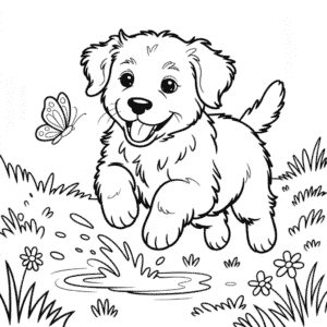 Disegno di Simpatico Cucciolo di Cane Realistico da Colorare