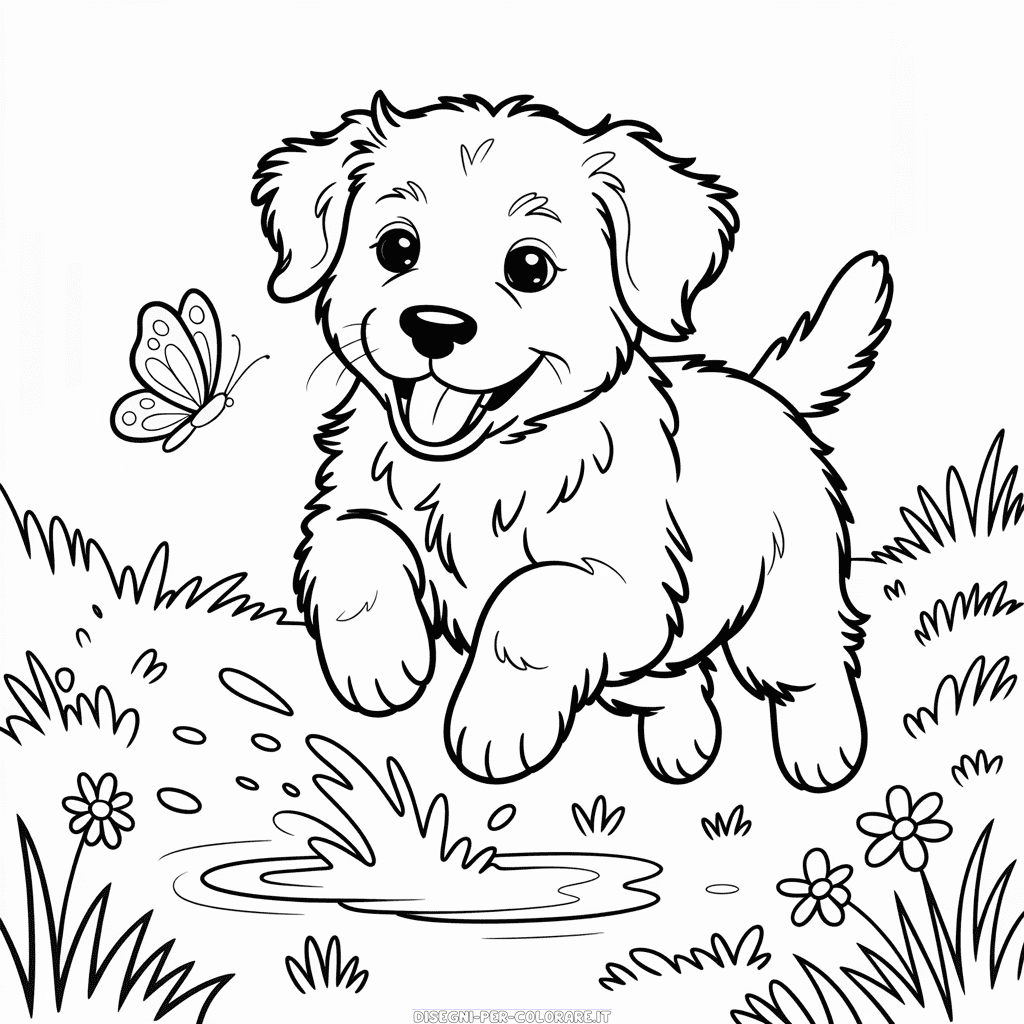 Disegno di Simpatico Cucciolo di Cane Realistico da Colorare