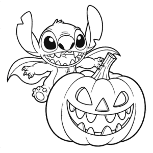 Disegno di Stitch a Halloween da Colorare