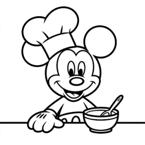 Disegno di Topolino Cucina da Colorare