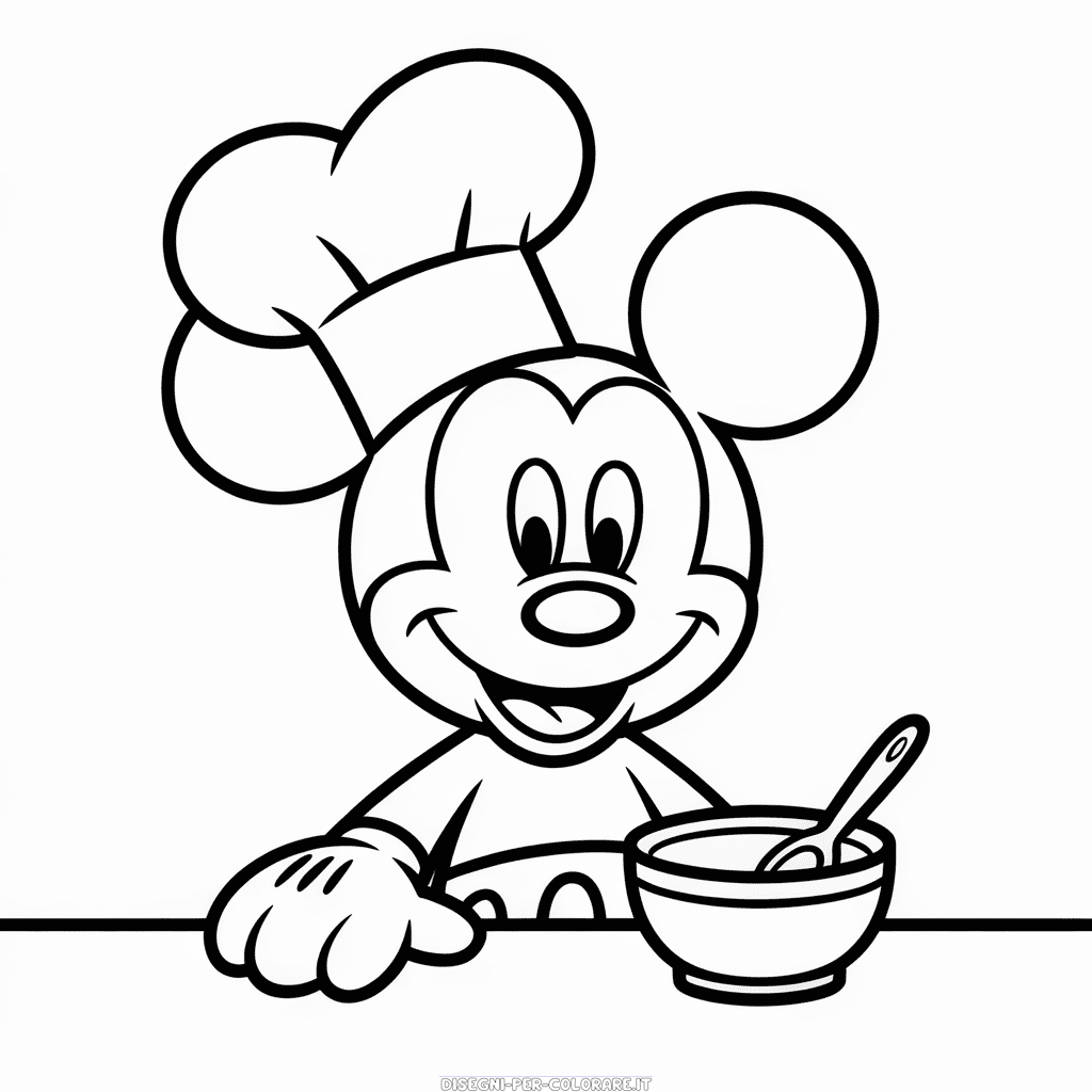 Disegno di Topolino Cucina da Colorare