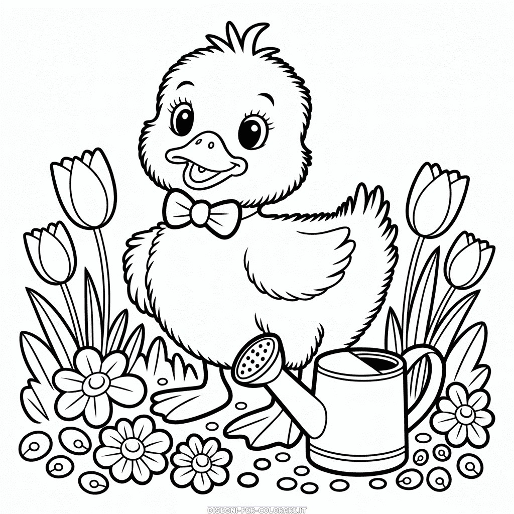 Disegno di Anatra Carina da Colorare