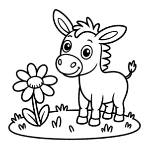 Disegno di Asino Facile da Colorare